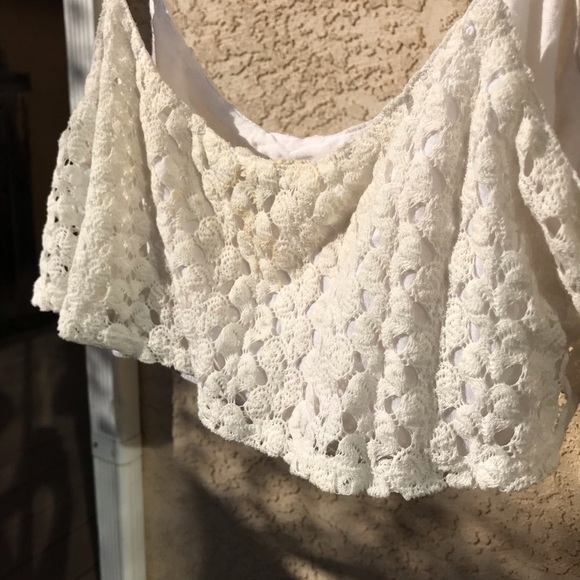 White Fringe Crop Top - Picture 3 of 5